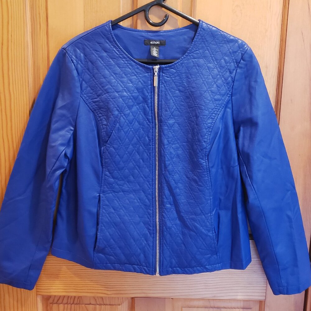 Alfani Women's Fitted Faux Leather Jacket, Size: L